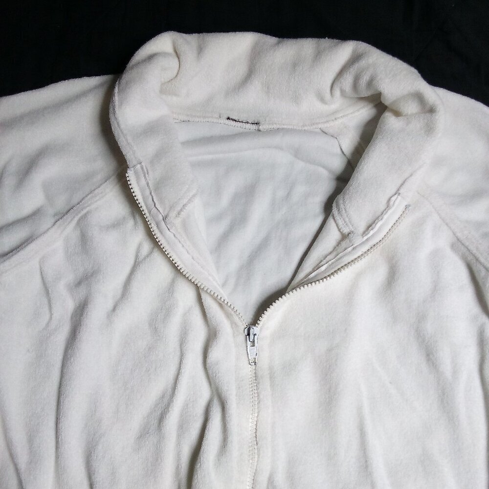 Vintage 60s Terry Cloth Zipper Shirt Top Short Sleeve Blouse